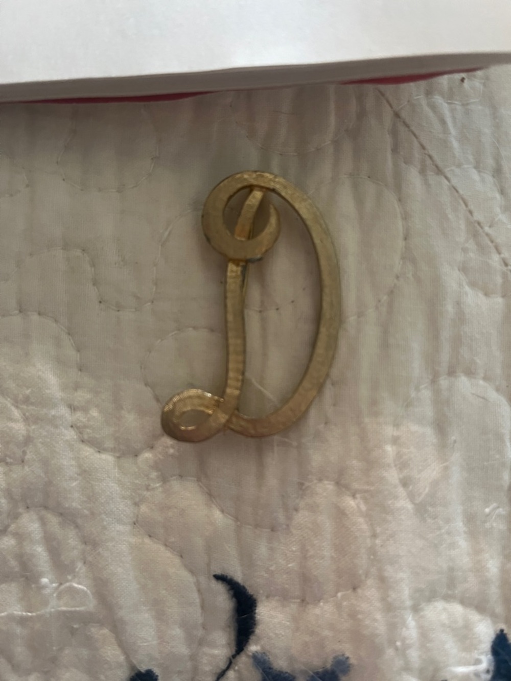 Gold Script Letter "D" Pin Brooch